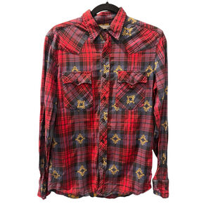 Vintage 90's Staplefod Southwestern Long Sleeve Button Up Shirt Size Small Plaid